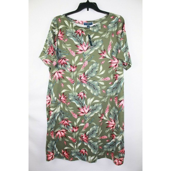 Karen Scott Sports Plus Women's Sports Dress Size 0X Green Floral - Picture 3 of 4